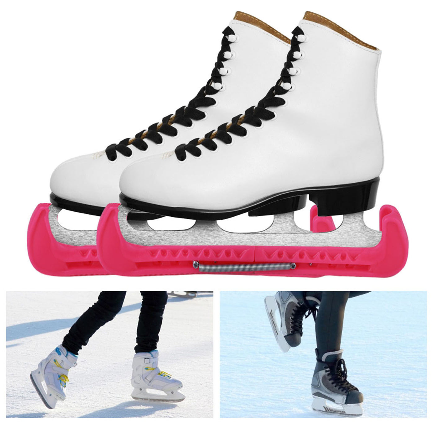 2Pcs Adjustable Skate Shoes Cover Ice Knife Blade Protective Guard Skate ProtectorPink