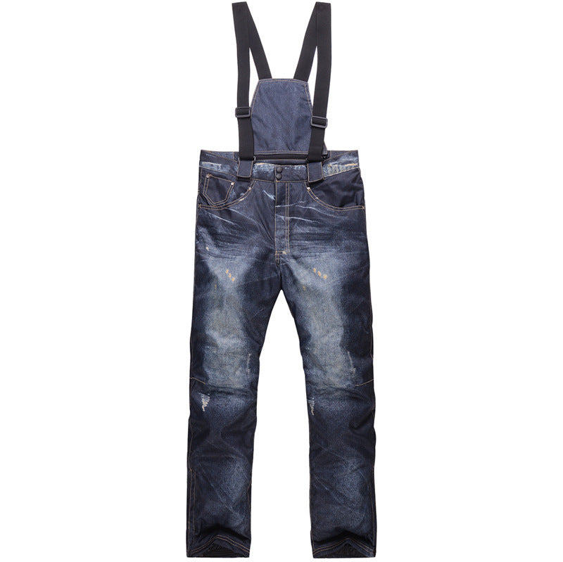 Denim Ski Pants Men's Single-Board and Double-Board Ski Pants