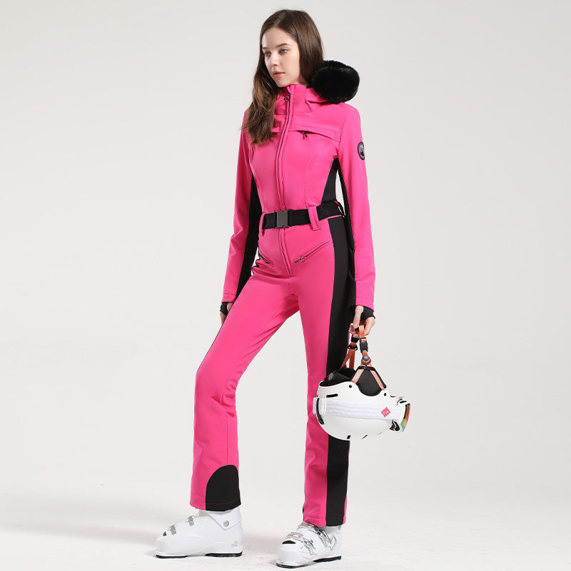 One-piece Ski Suit Female Professional Double-board Thickened Warm