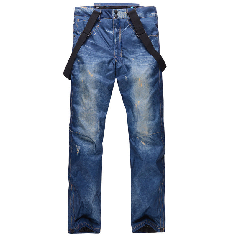 Denim Ski Pants Men's Single-Board and Double-Board Ski Pants