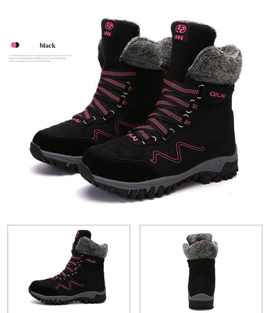 Autumn and winter outdoor snow boots female ski boots Travel boots hiking shoes in the tube warm and velvet cotton shoes