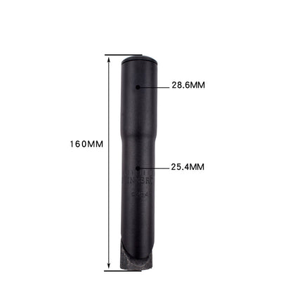 Black extension tool with dimensions 160MM length, 28.6MM and 25.4MM diameters, for precision measurements and applications.