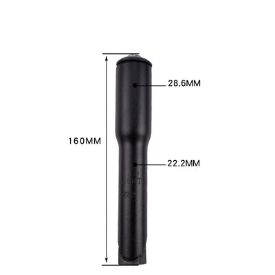 Black tool measuring 160MM in length, with diameters of 28.6MM and 22.2MM, suitable for various applications.