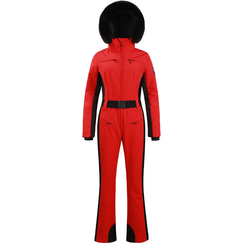 One-piece Ski Suit Female Professional Double-board Thickened Warm