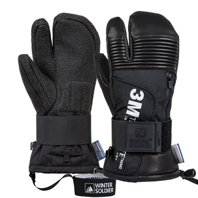 Veneer Silky Kevlar Ski Gloves Three Finger Waterproof And Hard-wearing Ski Mitten