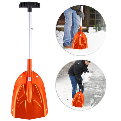 Aluminum Alloy Detachable Telescopic Winter Snow Ice Shovel Outdoor Kit Tool Orange