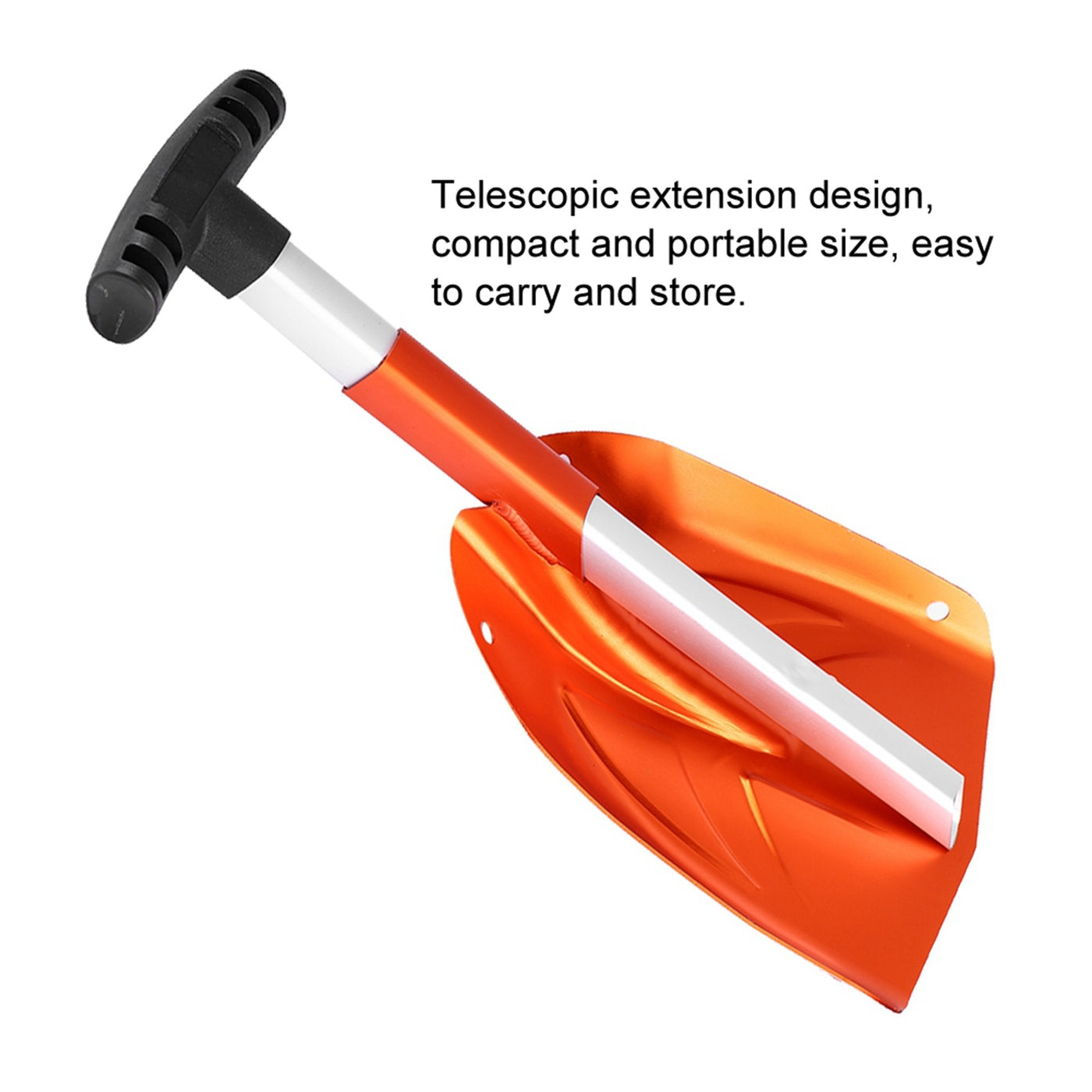 Aluminum Alloy Detachable Telescopic Winter Snow Ice Shovel Outdoor Kit Tool Orange