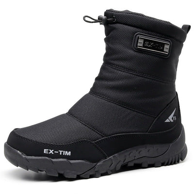 Men's Waterproof Snow Boots Short Ski Boots Fleece-lined Hiking Shoes