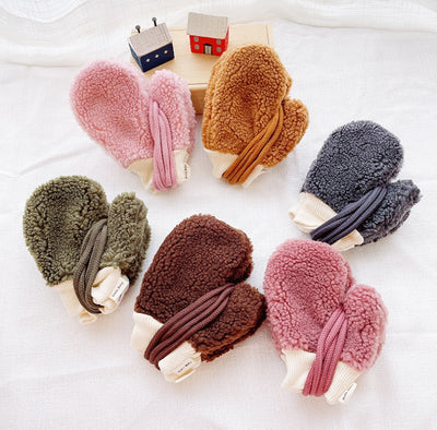 Outdoor Skiing Lamb Fleece Warm Baby Gloves