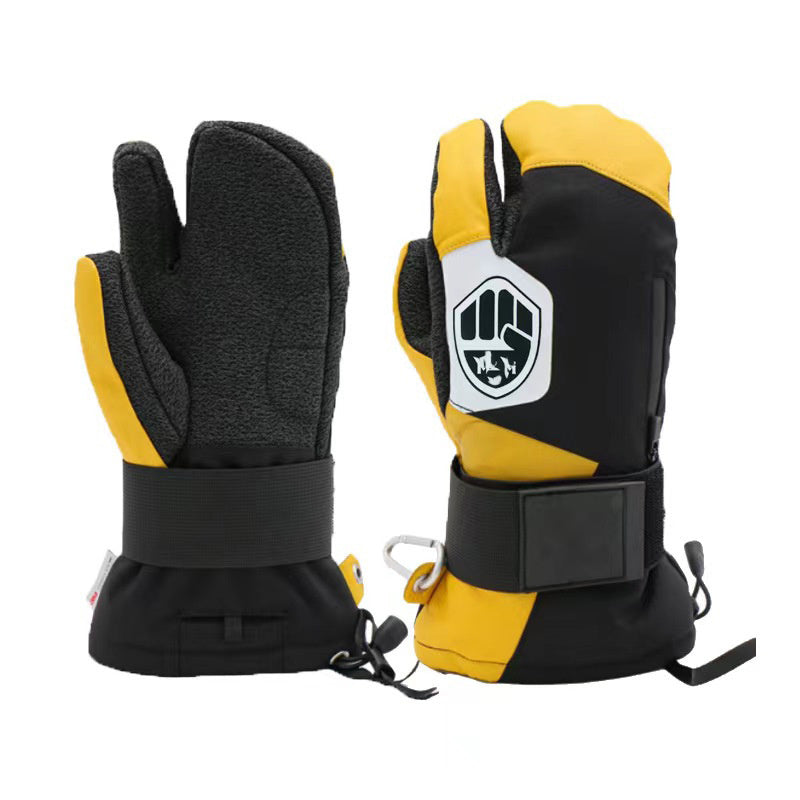 Veneer Silky Kevlar Ski Gloves Three Finger Waterproof And Hard-wearing Ski Mitten