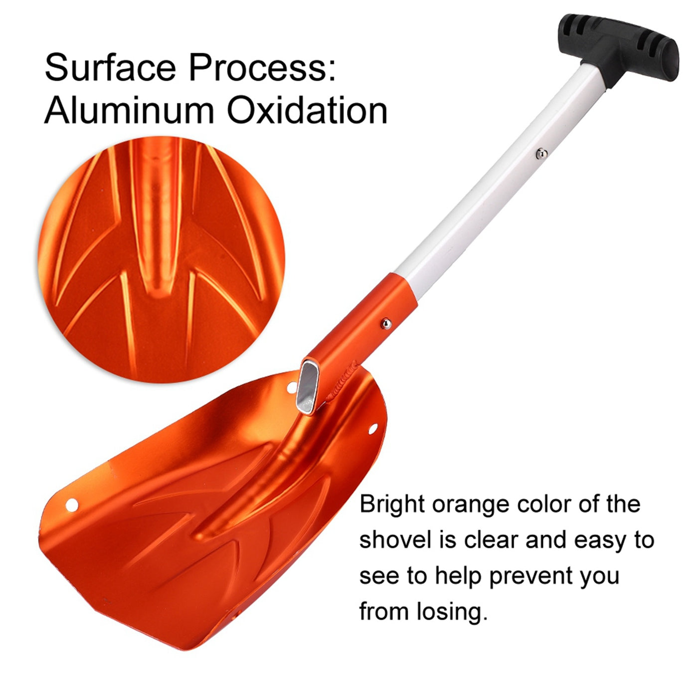 Aluminum Alloy Detachable Telescopic Winter Snow Ice Shovel Outdoor Kit Tool Orange