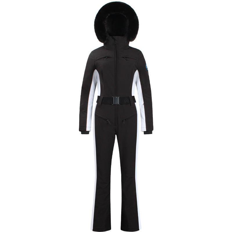 One-piece Ski Suit Female Professional Double-board Thickened Warm