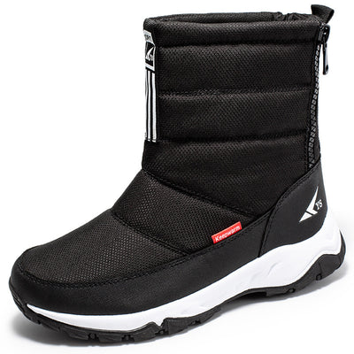 Men's Waterproof Snow Boots Short Ski Boots Fleece-lined Hiking Shoes